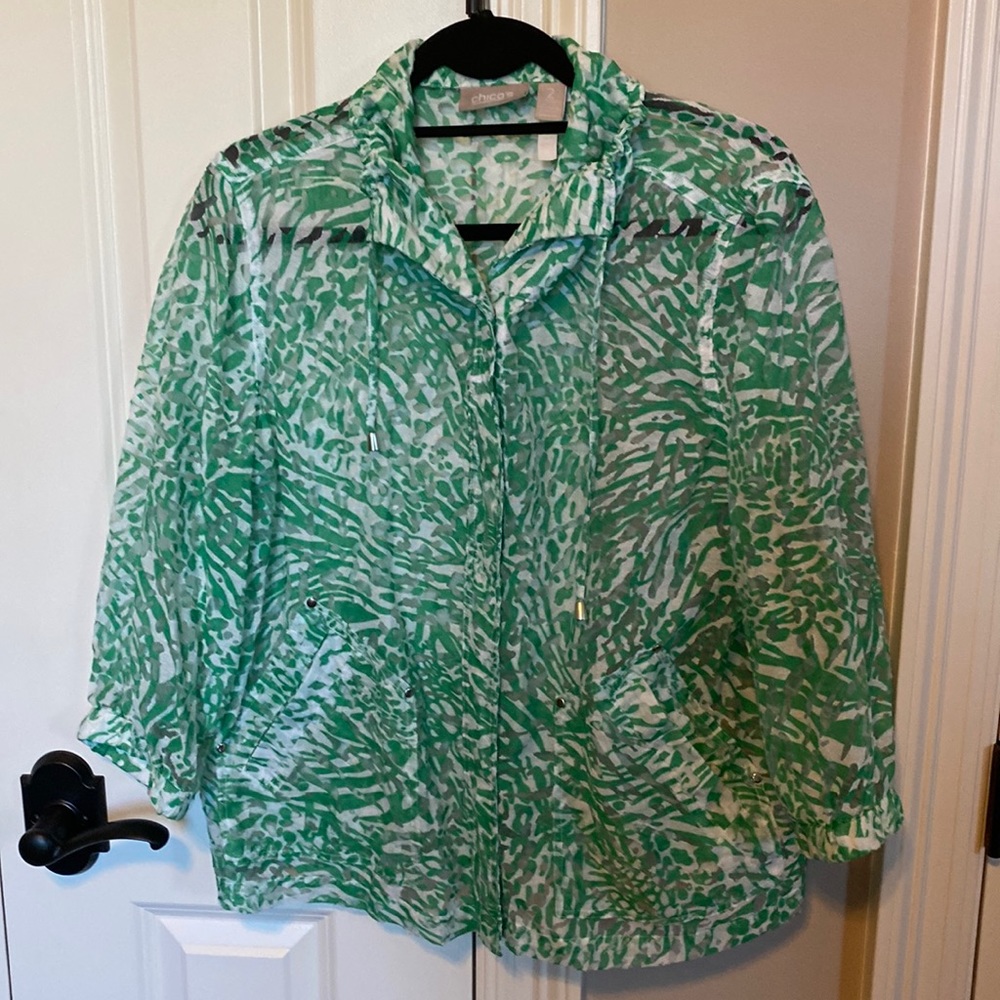 Chicos Sheer Zebra Print Jacket